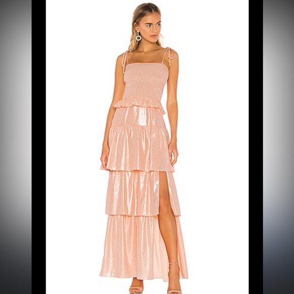 Amanda Uprichard Duchess Maxi Dress in Georgina Peach